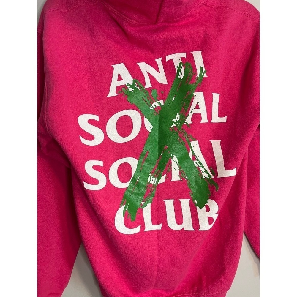 Anti Social Social Club Cancelled Hoodie Pink Green Rare Graphic Sweatshirt S - Picture 6 of 8